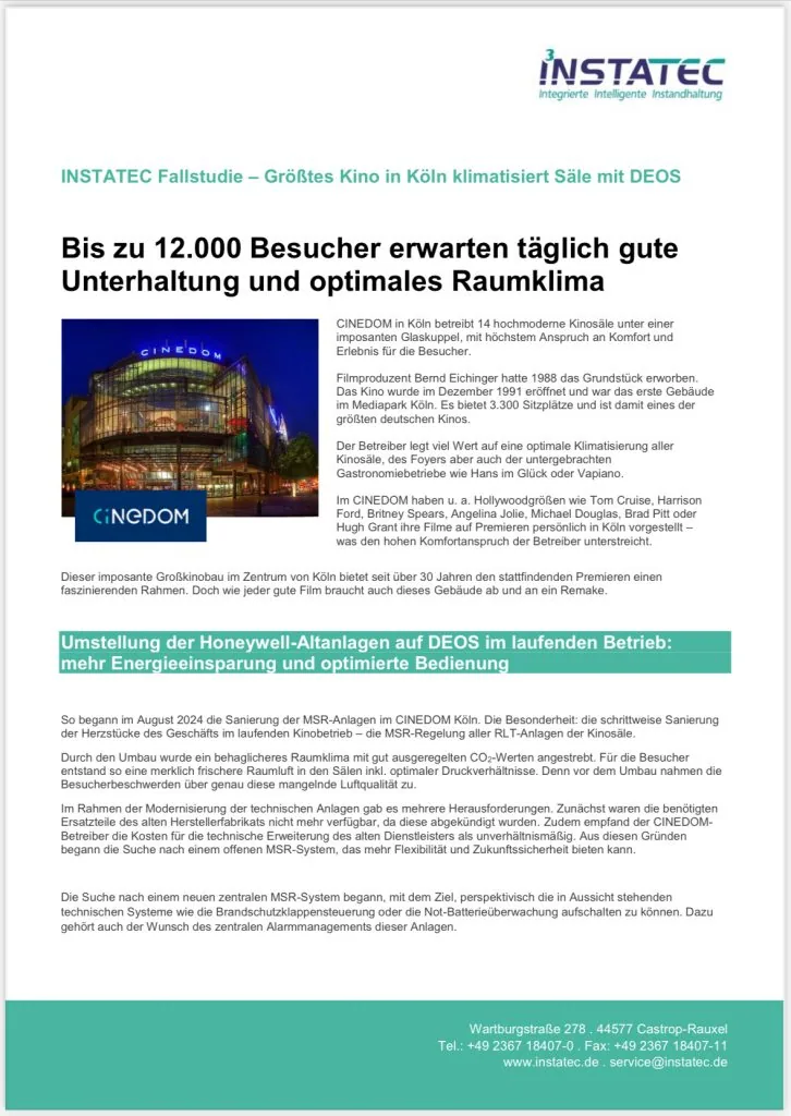 Optimales Raumklima im CINEDOM Köln dank moderner Klimatechnik